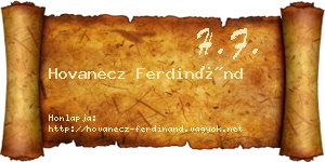 Hovanecz Ferdinánd névjegykártya